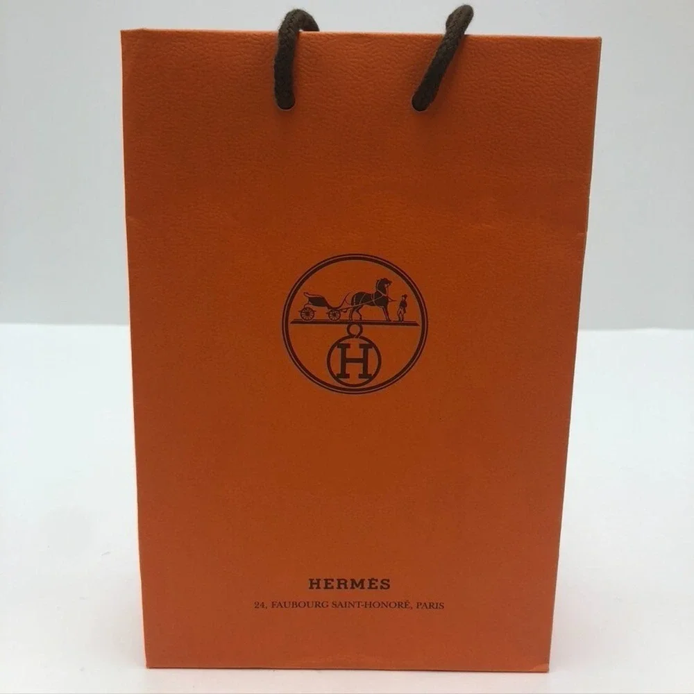 Hermes Authentic Orange‎ Paper Shopping Bag Gift Small Rectangle 5.75x8.75x2.75